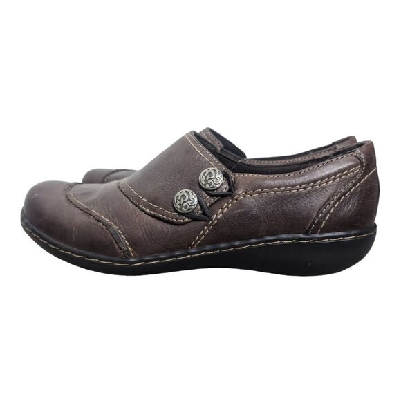 Clarks Bendables Women's Ashland Alpine Slip-On Leather Loafer Brown Size 6.5M - Picture 1 of 7